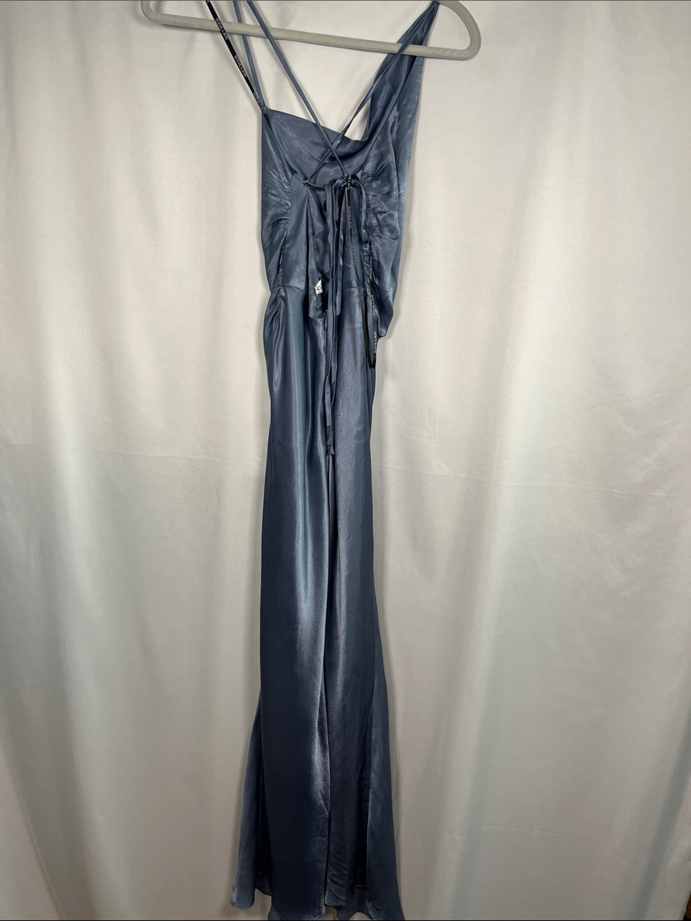 Shona joy blue la lune asymmetrical bias cowl satin midi dress US SZ 2 - Picture 6 of 10